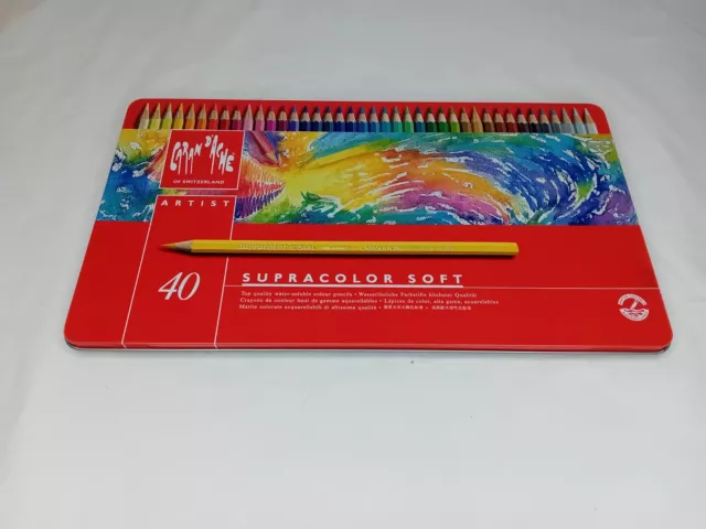 Caran d'Ache of Switzerland Supracolor Soft Coloured Pencils Used - Set of 40