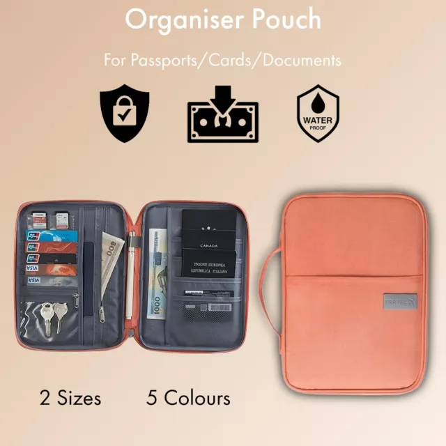 Waterproof Passport Holder Travel Document Wallet RFID Bag Family Case Organizer