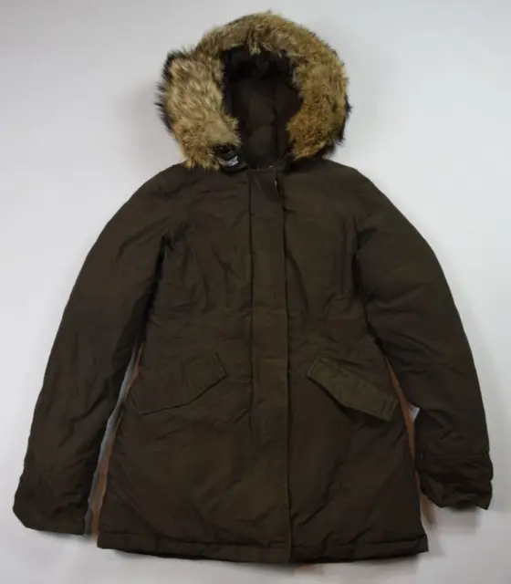 WOOLRICH brown COAT jacket parka hooded fur coyote down duck XS Women