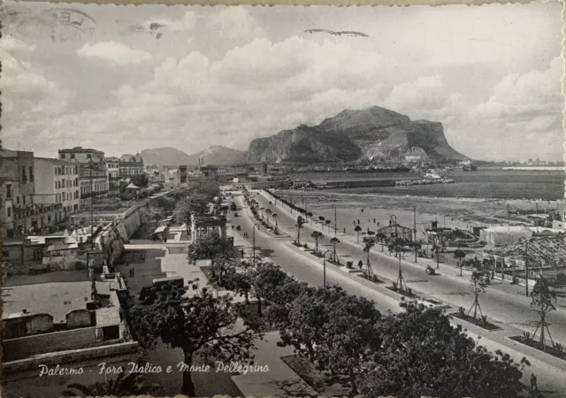 Cartolina Palermo Foto Italico e Monte Pellegrino viaggiata