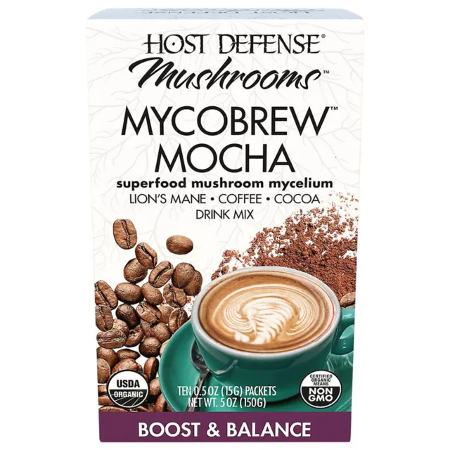 Host Defense Mushrooms MycoBrew Mocha Certified Organic Drink Mix, 5 Ounces