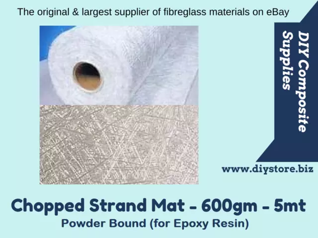 5mt - Powder Bound FIBREGLASS Chopped Strand Mat 600gm - CSM - (FREE FREIGHT)