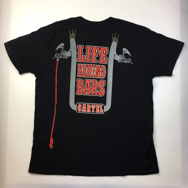 Cartel Baggers Motorcycle Club Mens Large T-Shirt Black Life Behind Bars