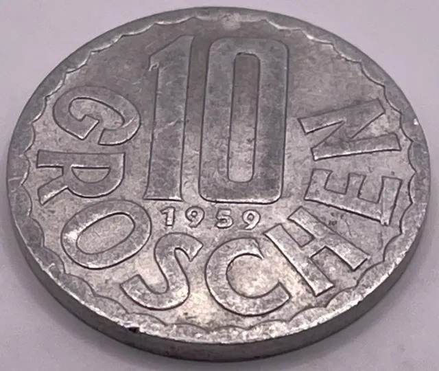 World Coin: 1957 Austria - 10 Groschen - Circulated (SKU 26)