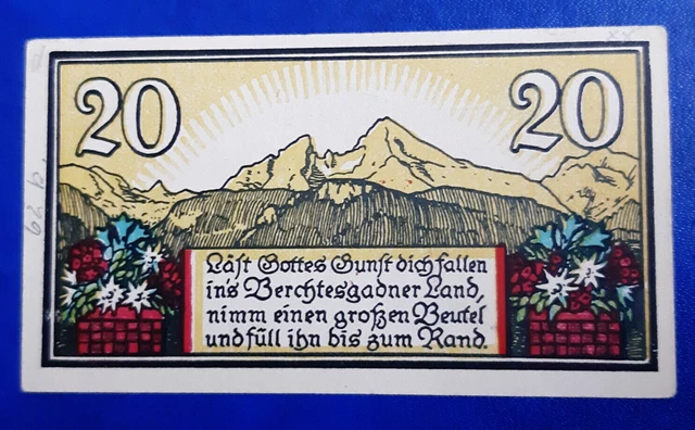 Berchtesgaden Notgeld 20 Pfennig 1920 Emergency Money Germany Banknote (27040)