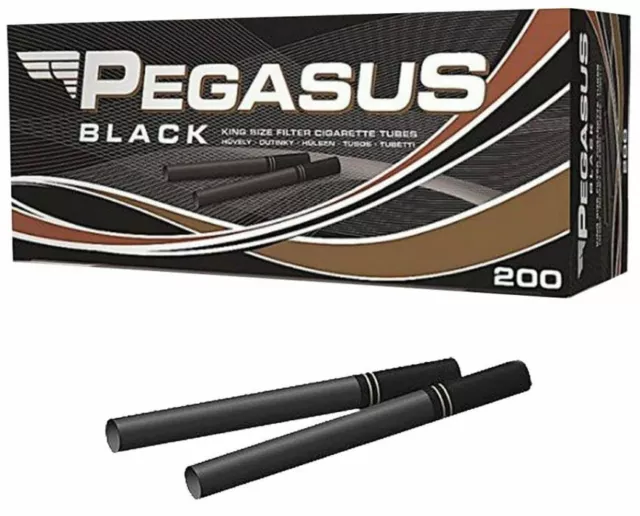 5x 200 Pegasus Black KingSize Filterhülsen, Hülsen Zigarettenhülsen Tube schwarz