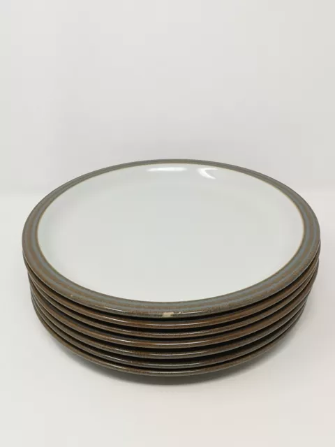 Denby Greystone Dinner Plates x 7 (2 Chipped) Diameter = 25.5 cm or 10"