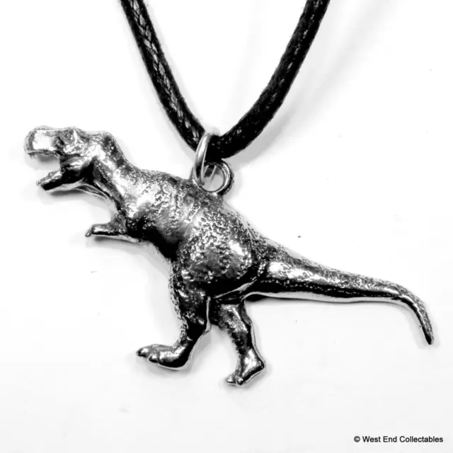 T-Rex Dinosaur Pewter Charm Pendant Necklace - UK Made - Tyrannosaurus Rex