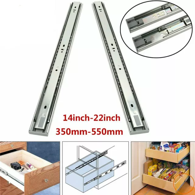 1/2/5Pair Drawer Runners Full Extension Push to Open Rebound Ball Bearing Slides