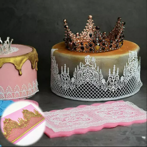 Sugarcraft Silicona Fondant Embossador Encaje Decoración Pasteles Molde Corona Molde