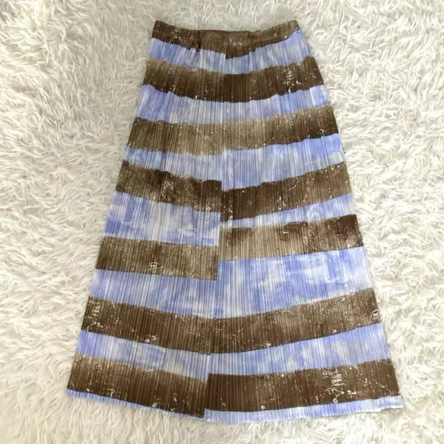 PLEATS PLEASE ISSEY MIYAKE  long Skirt border Size 3 polyester free shipping
