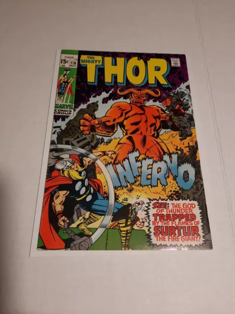 The Mighty Thor 176, (Marvel, May 1970), VF-,Jack Kirby cover, Surter Fire Giant