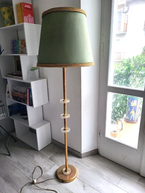 Lampada Piantana Lamp Ottone Cristallo Barovier Stilnovo Anni 40 50 Originale