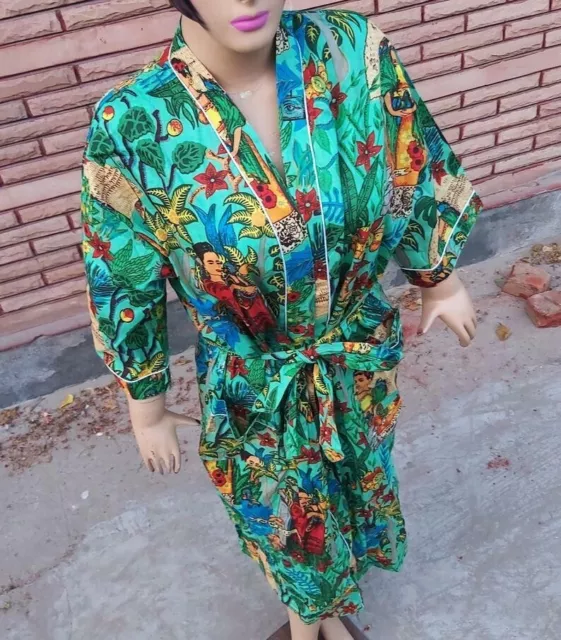 Indian One SIze Bathrobe Dress Gown Women Kimono BathRobe Long Maxi