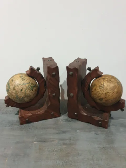 Globe Rotating Old World Vintage Bookends