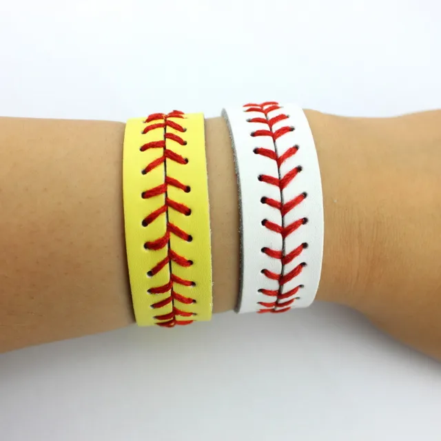Handmade Baseball Leather Wrap Bracelet Softball Keychains Sports Jewelry
