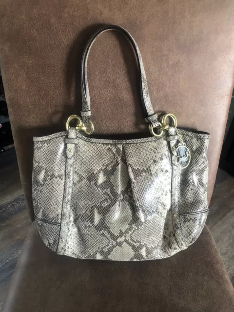 COACH Alexandra Browns Multi Snake Embossed Leather Tote Shoulder Bag EUC WOW!!!