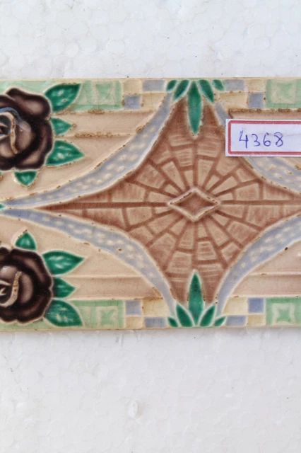Japan antique art nouveau vintage majolica border tile c1900 Decorative NH4368 3