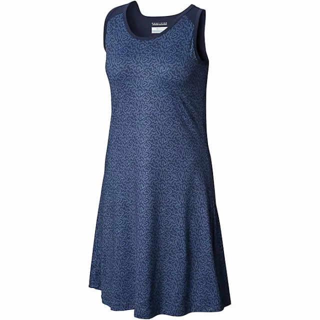 NWT New Womens Columbia Blue Saturday Trail Dress UPF M Bra Pocket Logo Wicking