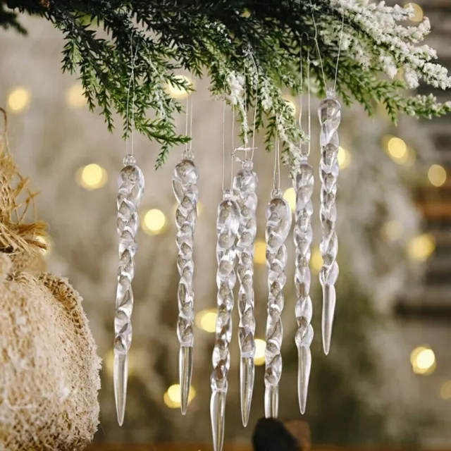 DE 24pcs Glas Eiszapfen Ornamente-Winterdekorationen Für Weihnachtsbaum 13 * 1cm 3