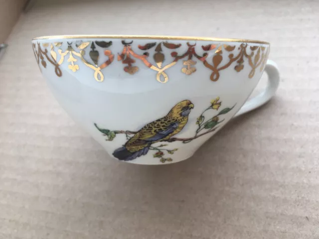 Service de 6 tasses à thé ou à café doré ancien Pillivuyt décors oiseaux