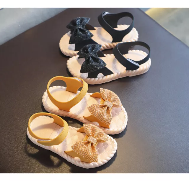 Girls Bow Knot Flat Sandals Summer Toddler Baby Kids Holiday Princess Shoes Size