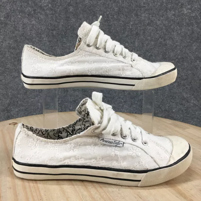 American Eagle Shoes Womens 7.5 Sneakers White Lace Up Low Top Comfort Round Toe