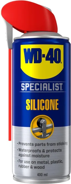 WD-40 Specialist Silicone Spray Lubricant 400ml Can - Versatile All-Weather Prot