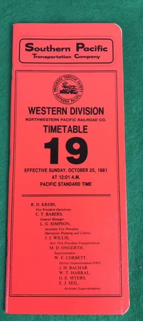 Southern Pacific Sacramento Division, employee timetable # 19, April 25, 1981