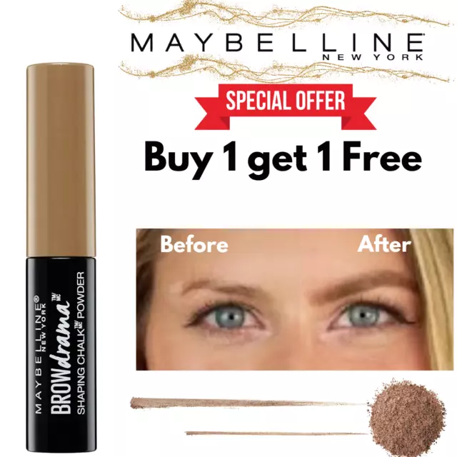 Maybelline Brow Drama Shaping Chalk - Buy 1 Get 1 Free- Medium Brown 120 Sealed