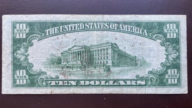 1934 A Ten Dollar Silver Certificate NORTH AFRICA Note $10 Bill Cir. #56433 2