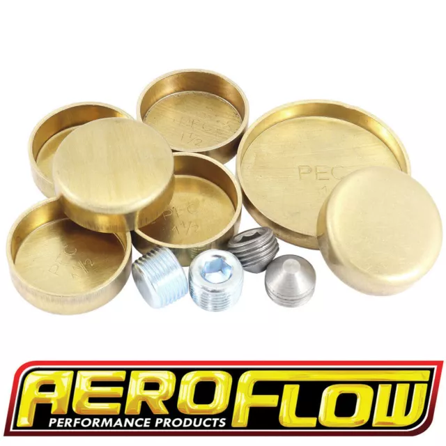 Aeroflow Welsh Plug Kit Brass Ford 302 351 Cleveland V8 AF3000-1001