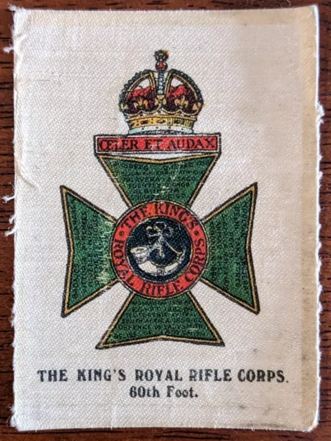 c. 1914 Badges Of The British Army Silk Cigarette Card - Kings Royal Rifle Corp