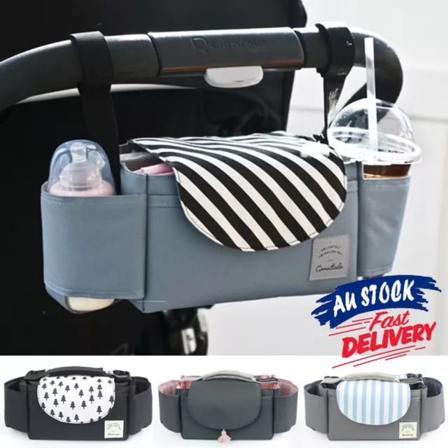 Storage Pram Pushchair Bottle Holder Mummy Bag Baby Organiser Stroller Buggy Cup