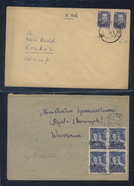 Poland overprinted  stamps on  2  covers