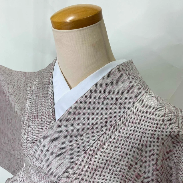 VINTAGE Japanese Kimono Oshima Tsumugi Silk Casual Wear Haori White G-565