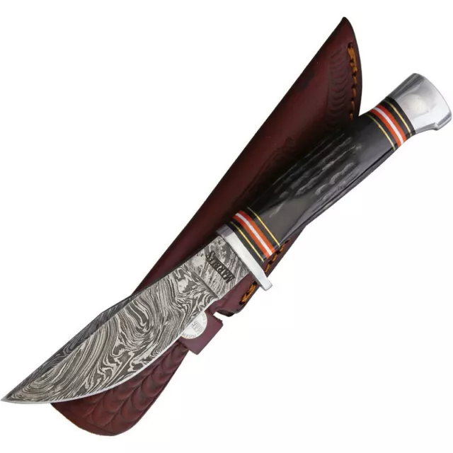 New New Marbles Fixed Blade Horn Damascus MR460 / EG-741 3