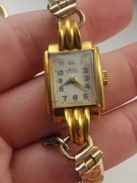 VINTAGE AVIA LADIES 15 jewels rolled gold watch still working 7.50 PicClick UK