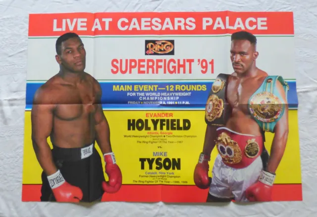 Original Vintage Mike Tyson Evander Holyfield 1991 Caesars Boxing Fight Poster