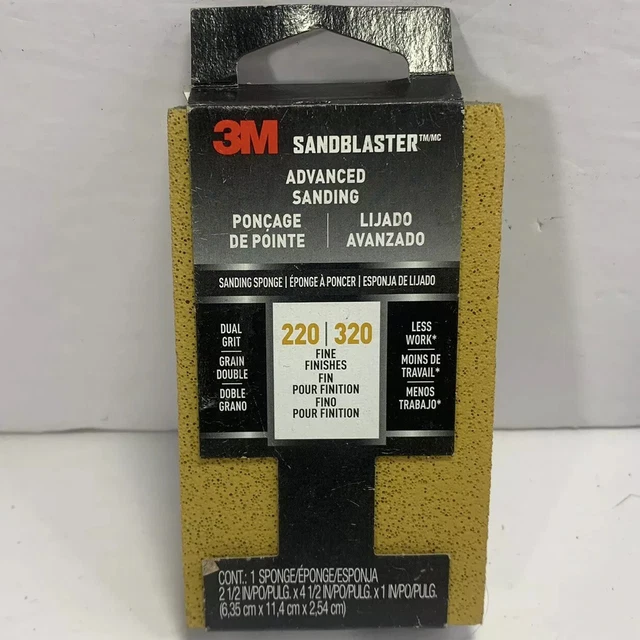 3M Sandblaster Edge Detailing Due Grit Sponge 220 320 grit Fine 4.5"x2.5"