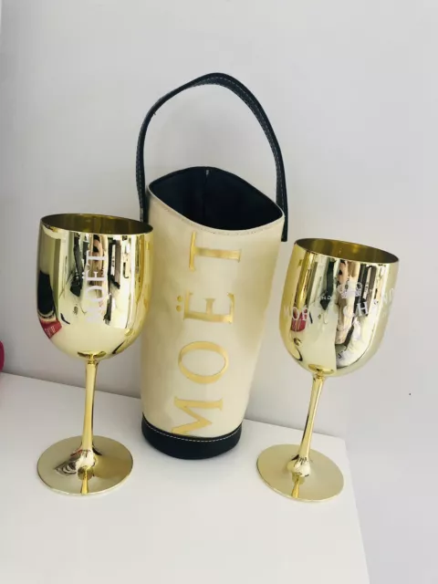 Moet Chandon Gold Acrylic Plastic Champagne Goblet Cup x 10New