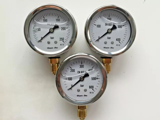 Aktion Glycerin Manometer, Ø63 mm Edelstahl für Hydraulik, Kompressoren