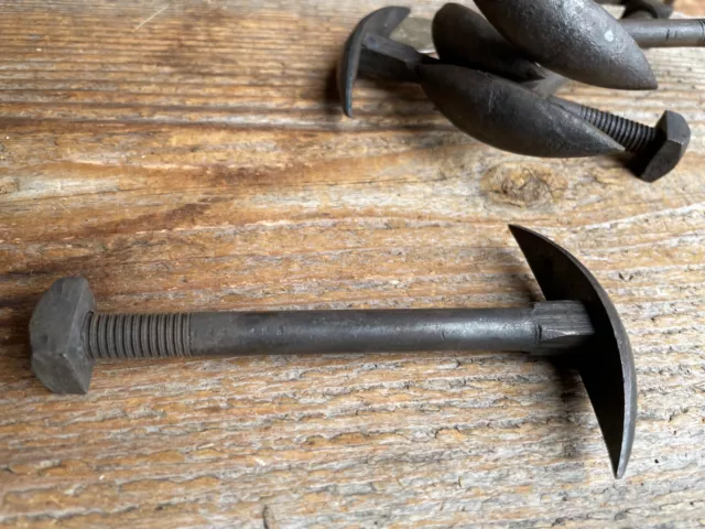 New-Old Stock Forged Unique Taper Head Carriage Bolts ~ Square Nuts ~ 4 3/4" L