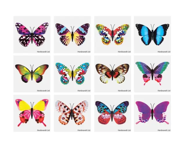 24 Butterfly Kids Temporary Tattoos Birthday Party Fillers Boys Girls Loot Bag