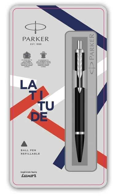 Parker Latitude Matte Black Chrome Clip CT Retractable Fine Jotter Ballpen