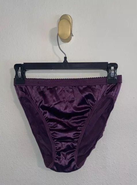 Vintage Victorias Secret Satin Second Skin Signature High Leg Bikini Panties L