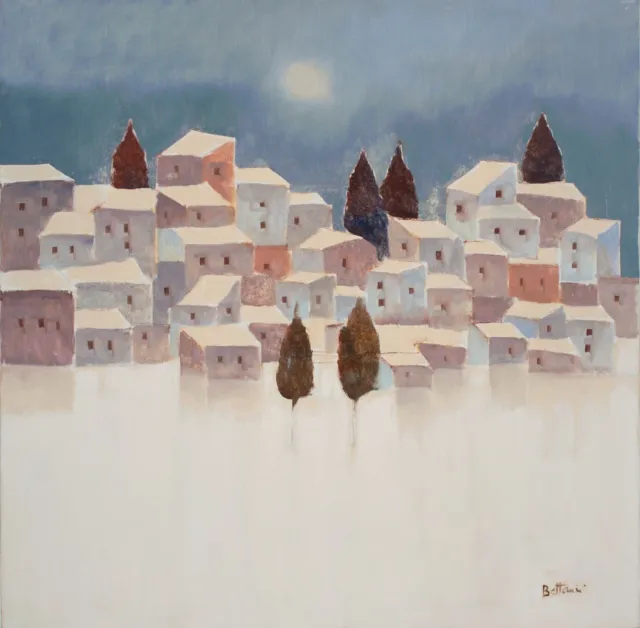 Quadro Bettarini Lido dipinto olio + cornice 2000 titolo nevicata