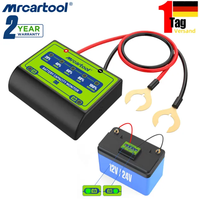 12V/24V Kfz Blei Säure Batterie Kapazität Tester Batterie Monitor LED Anzeige DE