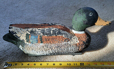 vtg Flambeau Mallard Duck Decoy 16" hunting bird art rustic decor cabin lake old