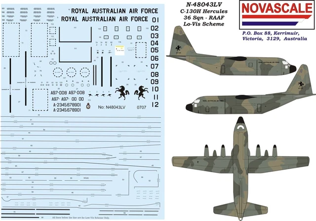 Hi Resolution Raaf Decals RAAF C-130H HERCULES Decals 36Sqn 1/48 Scale N48043LV $32.00 - PicClick AU